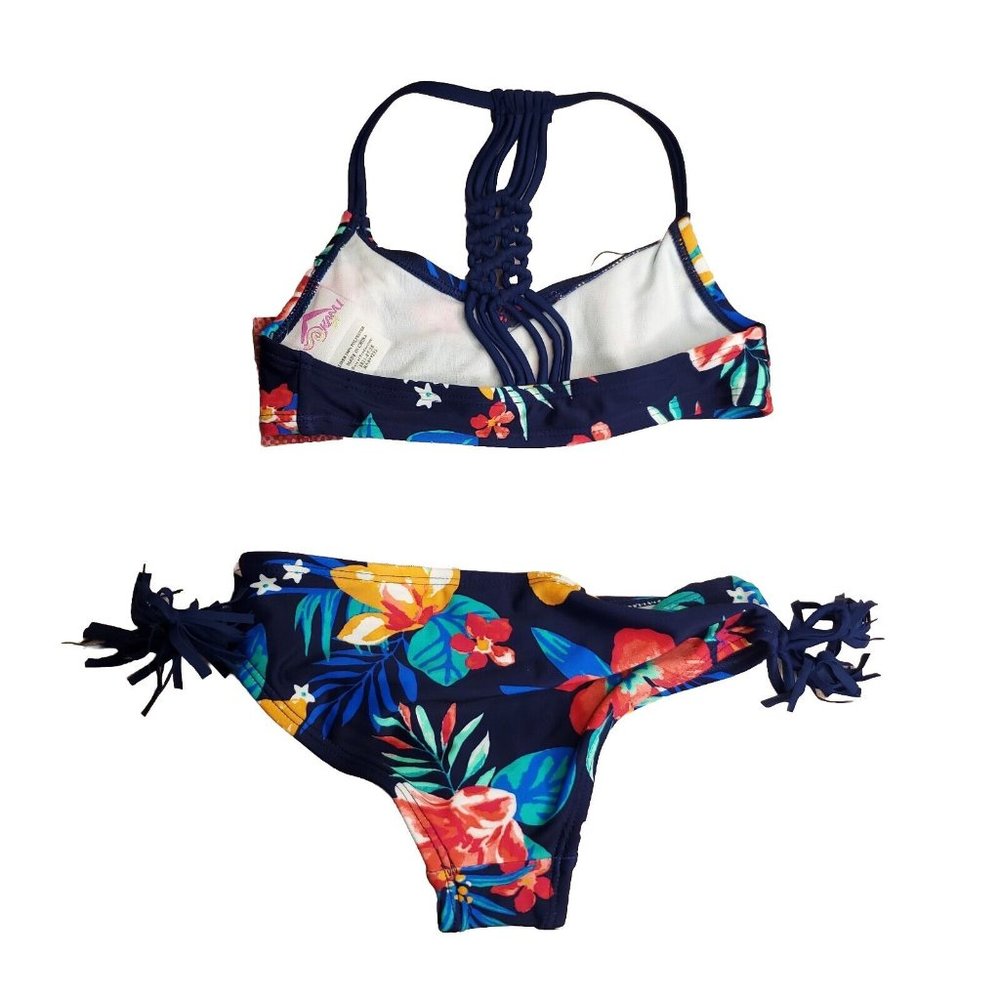 Kanu Surf Girls Willow V-Neck Bikini Beach Sport 2-Piece Swimsuit Brooke Navy 4T - Picture 3 of 5